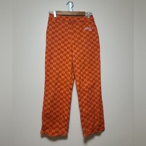 Petals and Peacocks Butterfly Checkered Orange Work Pants sz 1